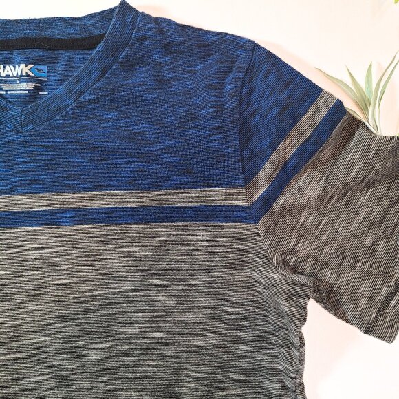 Tony Hawk Colorblock Striped Blue & Gray Tee – Size L (Fits M) - Picture 4 of 8